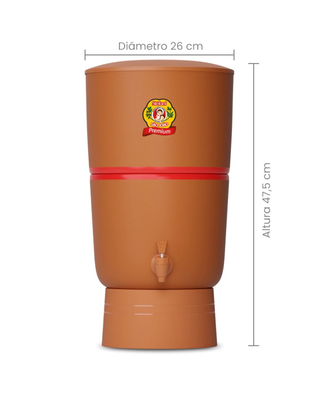Filtro de Barro Premium São João 6 Litros com 2 Velas Filtrantes Tradicional