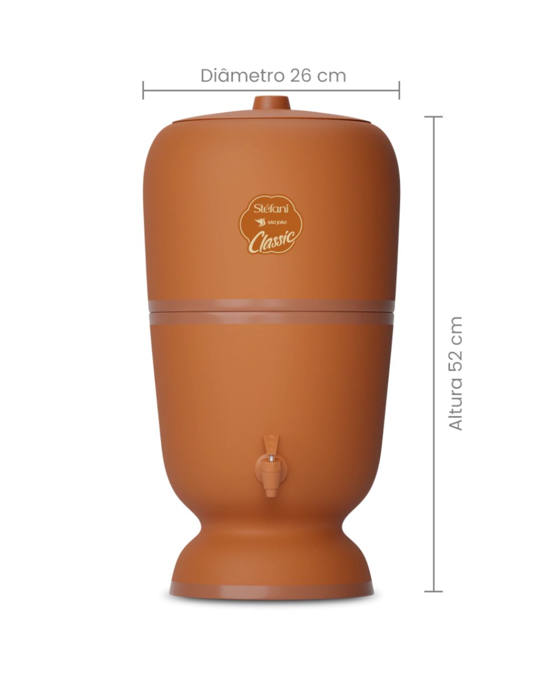 Filtro de Barro Classic São João 6 Litros com 1 Vela Tripla Ação e Boia