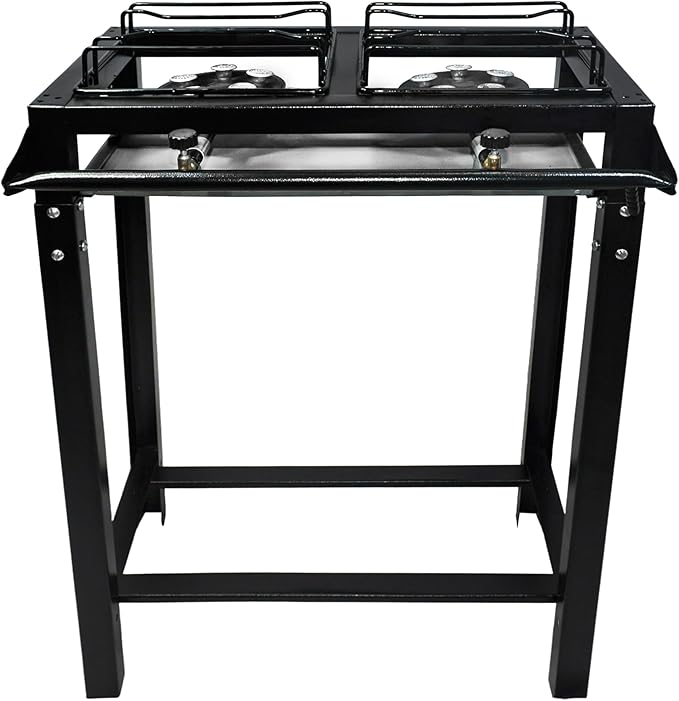 Fogão Industrial Preto Alta Pressão 2 Bocas com Pé ROA