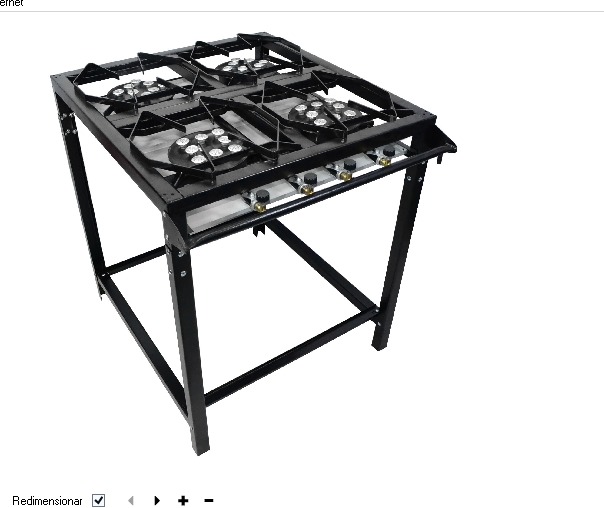 Fogão Industrial Preto Alta Pressão 4 Bocas com Pé ROA